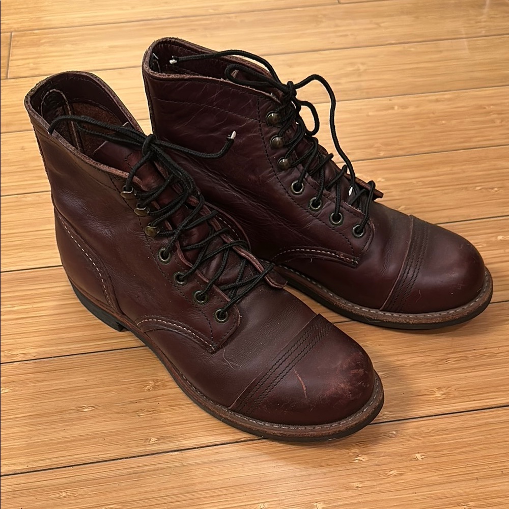 Red Wing iron Ranger Shoes Brown Leather Boots Lace-Up Durable